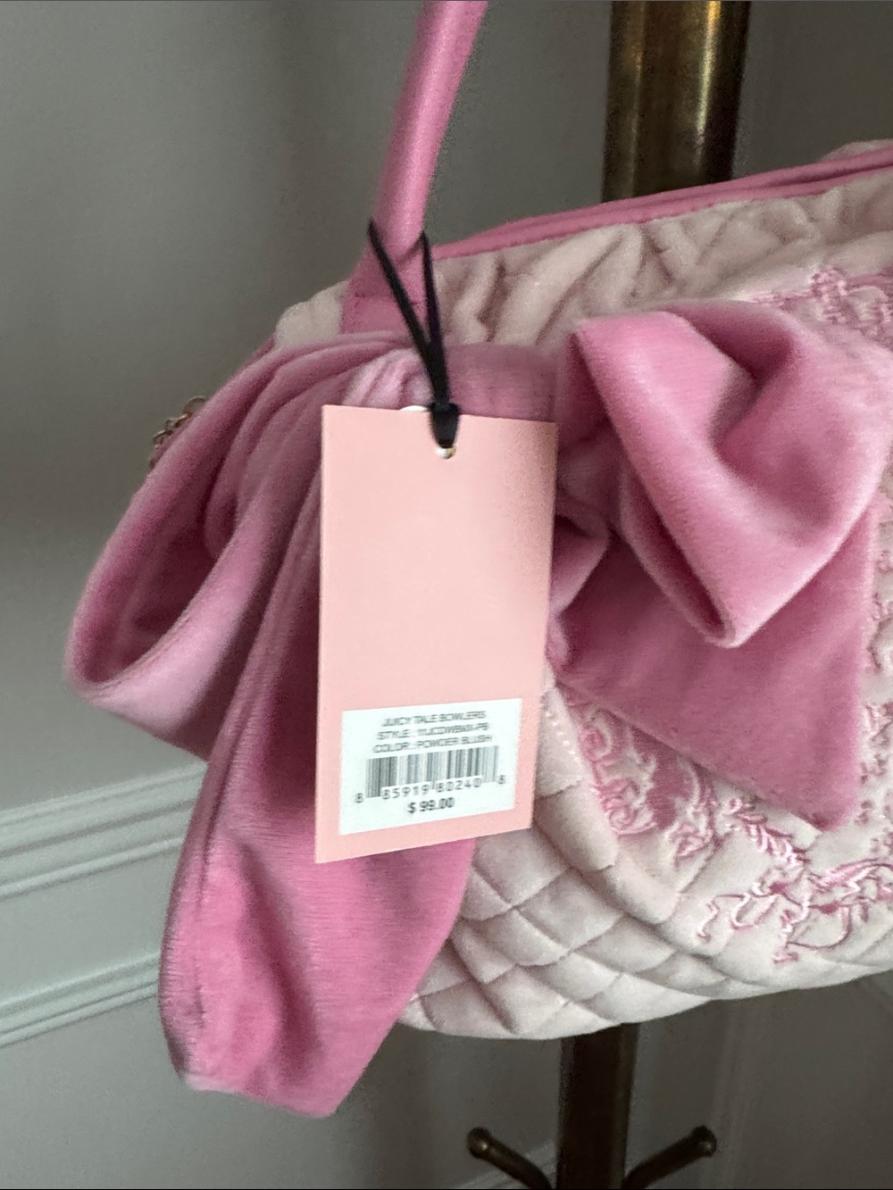 Juicy Couture Light Pink Quilted Satchel with Bow - Picture 2 of 5